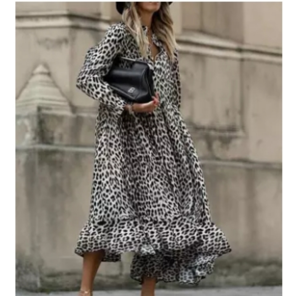 Leopard Print Midi Dress Medium